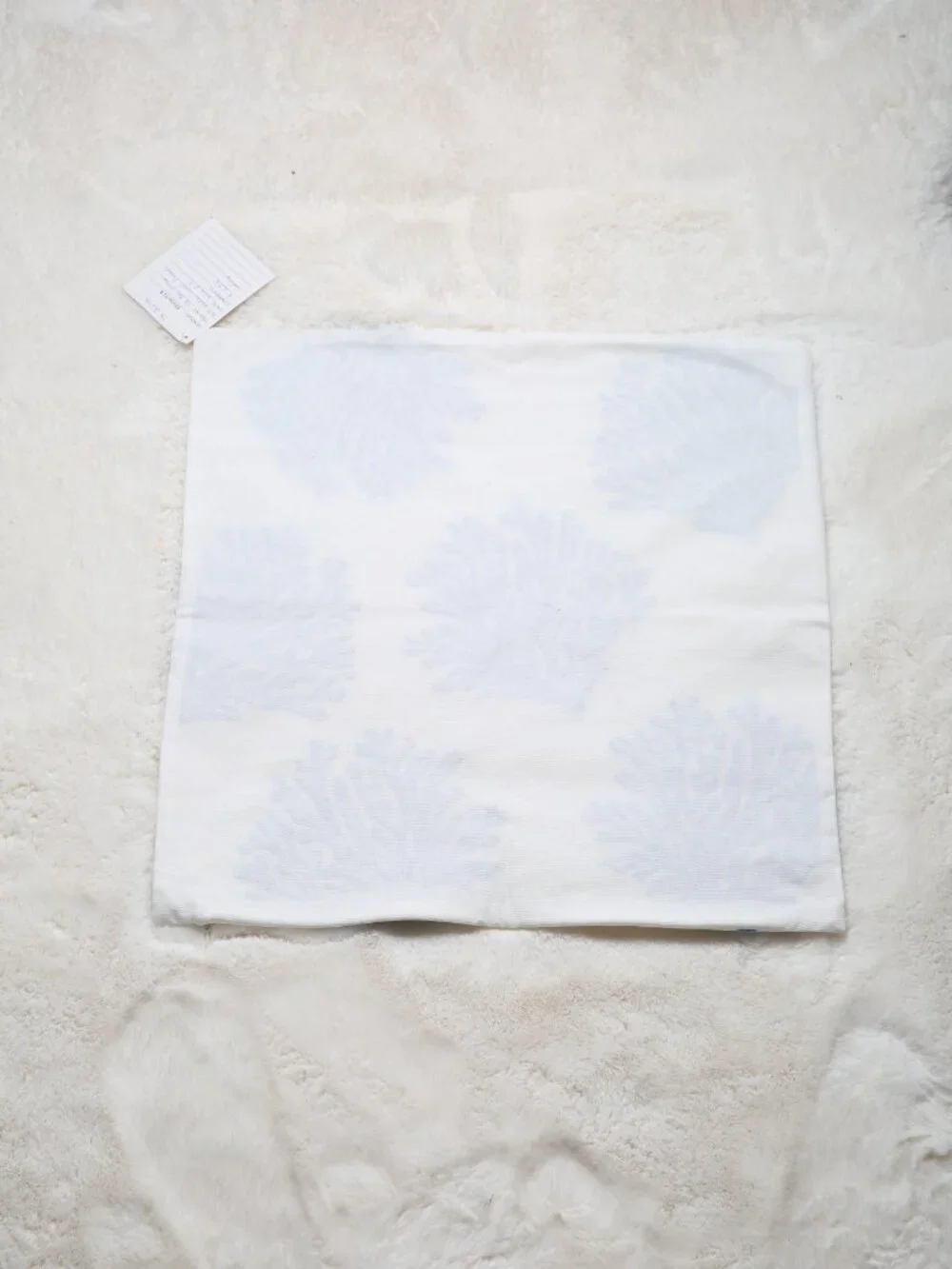 Blue Coral Embroidered Pillow Cover